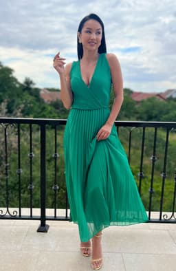 Rochie plisata verde deschis 6