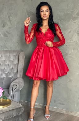 Rochie rosie eleganta midi 1