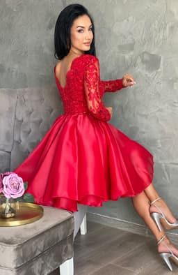 Rochie rosie eleganta midi 6