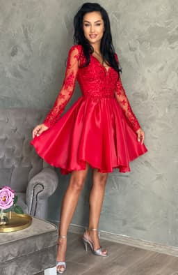 Rochie rosie eleganta midi 4