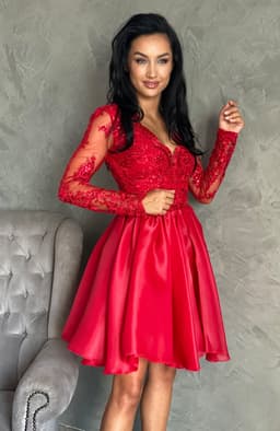 Rochie rosie eleganta midi 3