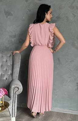 Rochie roz lunga plisata 4