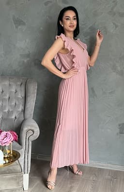 Rochie roz lunga plisata 5