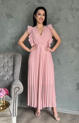 Rochie roz lunga plisata 3