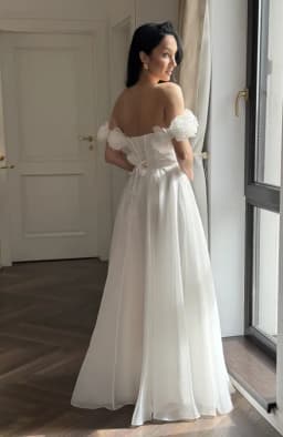 Rochie stare civila alba cu corset 6