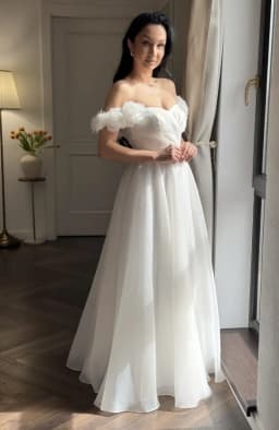 Rochie stare civila alba cu corset 1