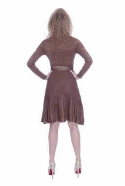 Rochie tricotata eleganta de zi maro 5