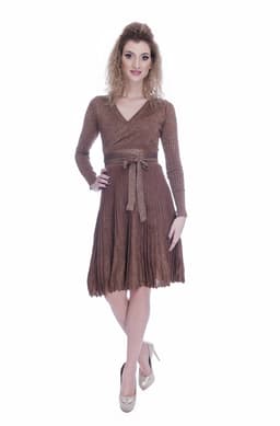 Rochie tricotata eleganta de zi maro 3