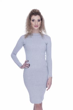 Rochie tricotata gri eleganta 1