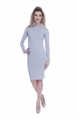 Rochie tricotata gri eleganta 3