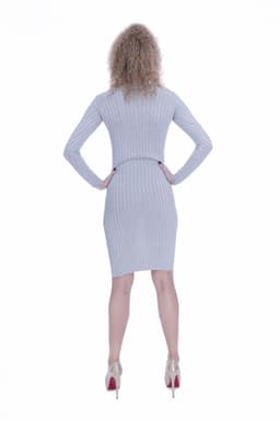 Rochie tricotata gri eleganta 5