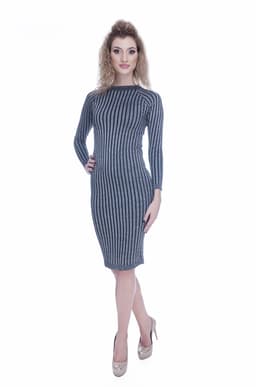 Rochie tricotata neagra cu insertii de fir argintiu 3
