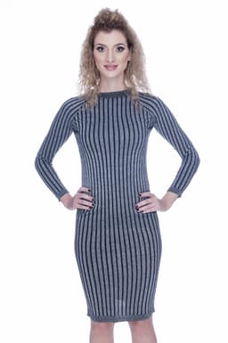 Rochie tricotata neagra cu insertii de fir argintiu 2