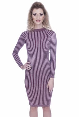 Rochie tricotata rosie cu fir de lurex 1