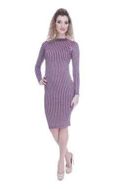 Rochie tricotata rosie cu fir de lurex 5
