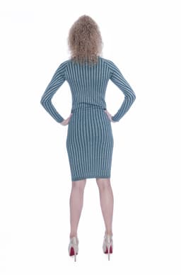 Rochie tricotata verde cu insertii fir argintiu 5