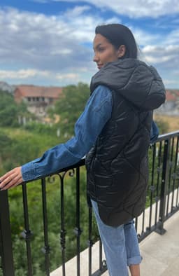 Vesta dama neagra cu buzunare maxi 5