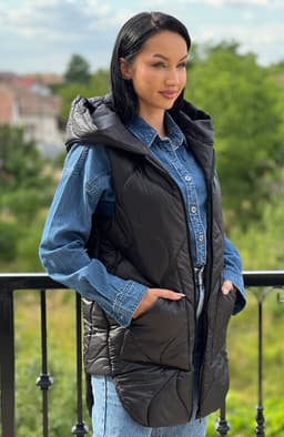 Vesta dama neagra cu buzunare maxi 4
