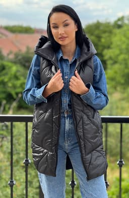 Vesta dama neagra cu buzunare maxi 7