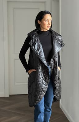 Vesta dama neagra cu fermoar auriu 3