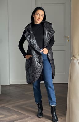 Vesta dama neagra cu fermoar auriu 4