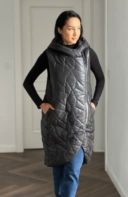 Vesta dama neagra cu fermoar auriu 6