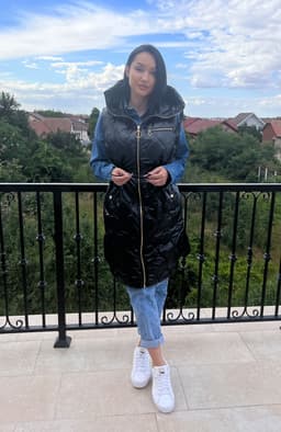 Vesta dama neagra lunga cu fermoar 7