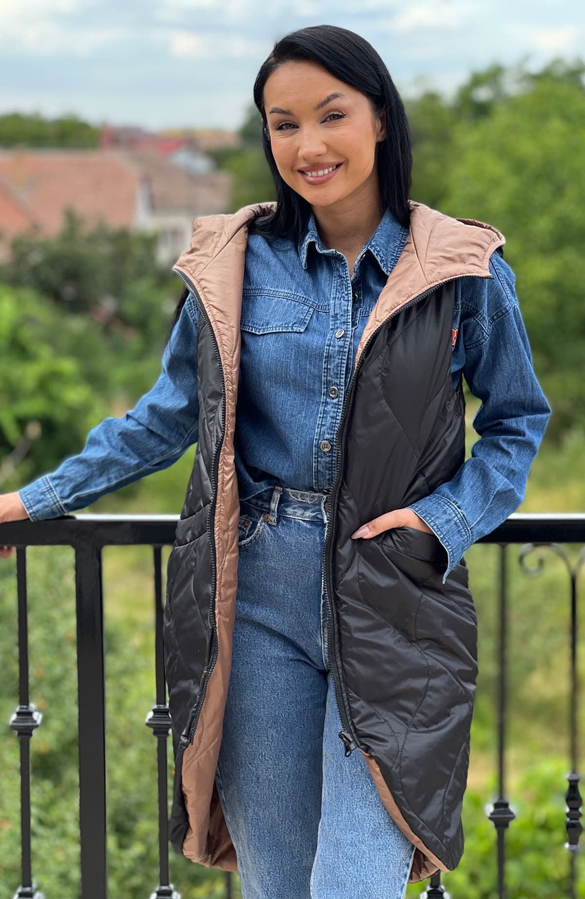 Vesta lunga cu 2 fete