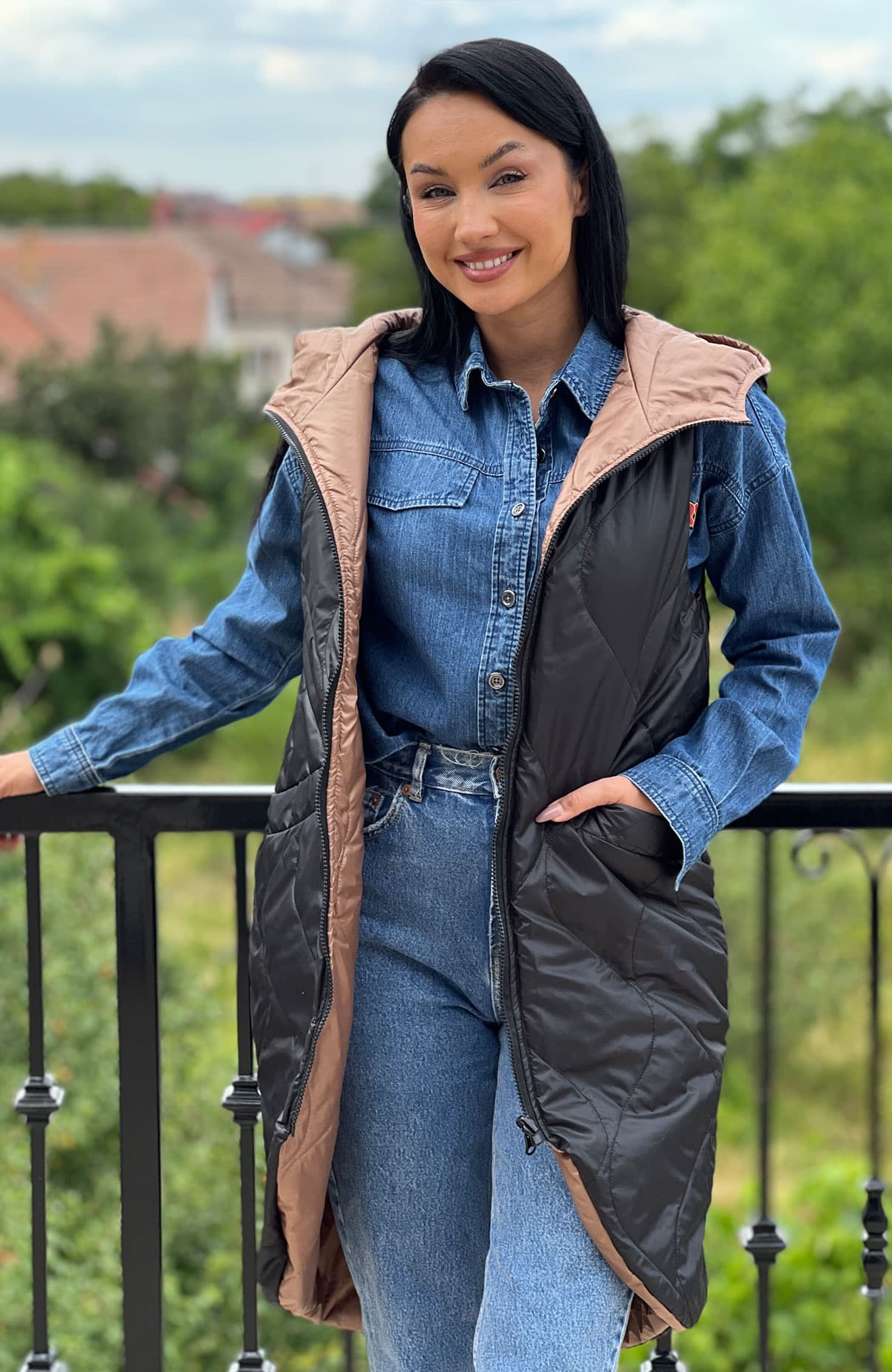 Vesta lunga cu 2 fete