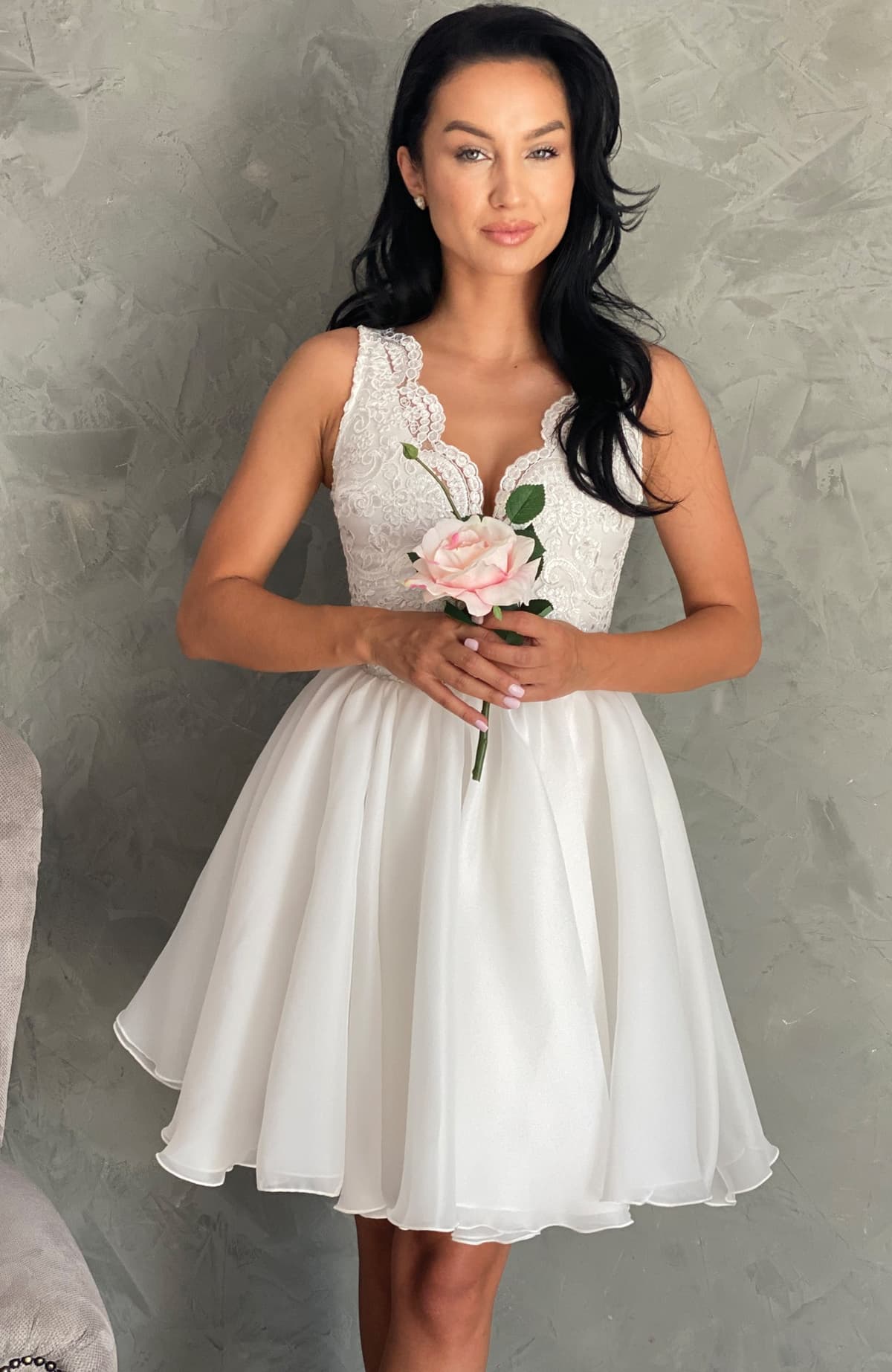 Rochie cununie civila midi alba