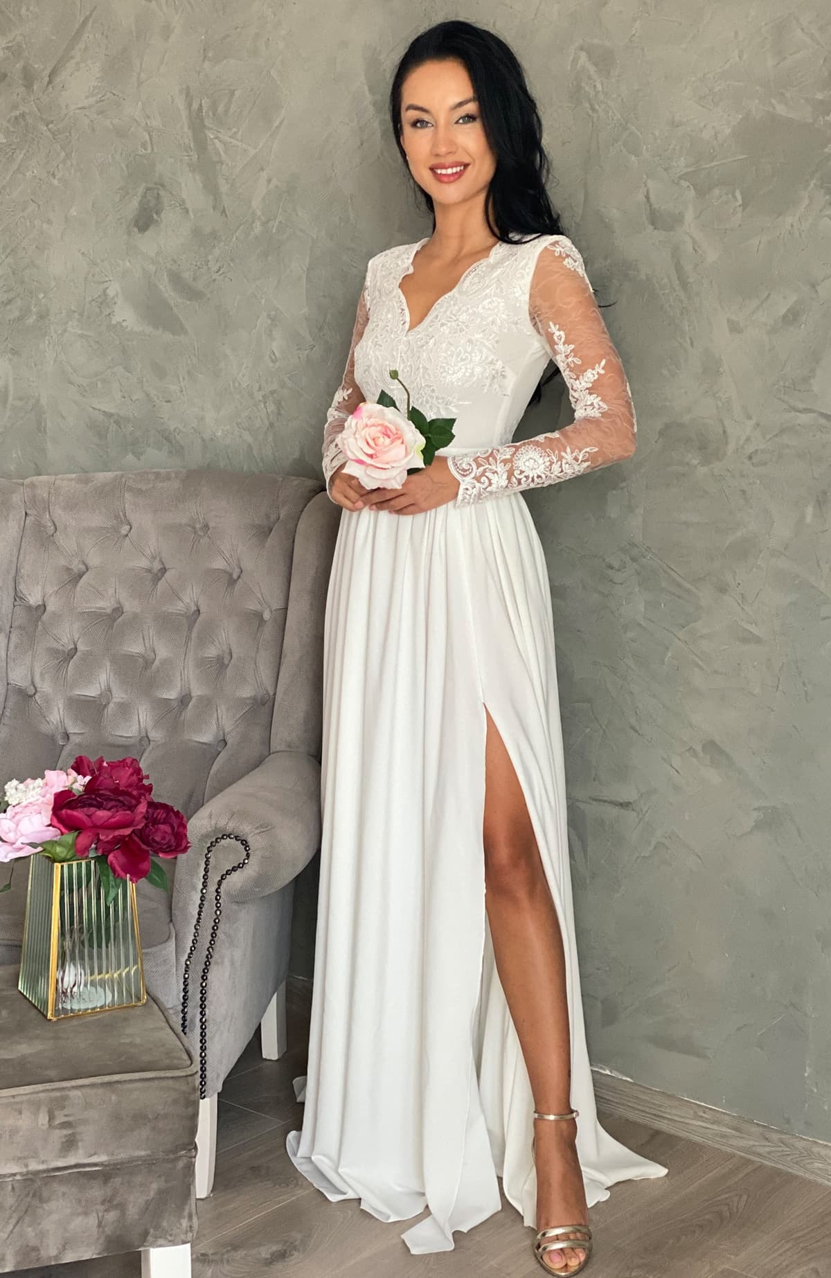 Rochie cununie dantela alba