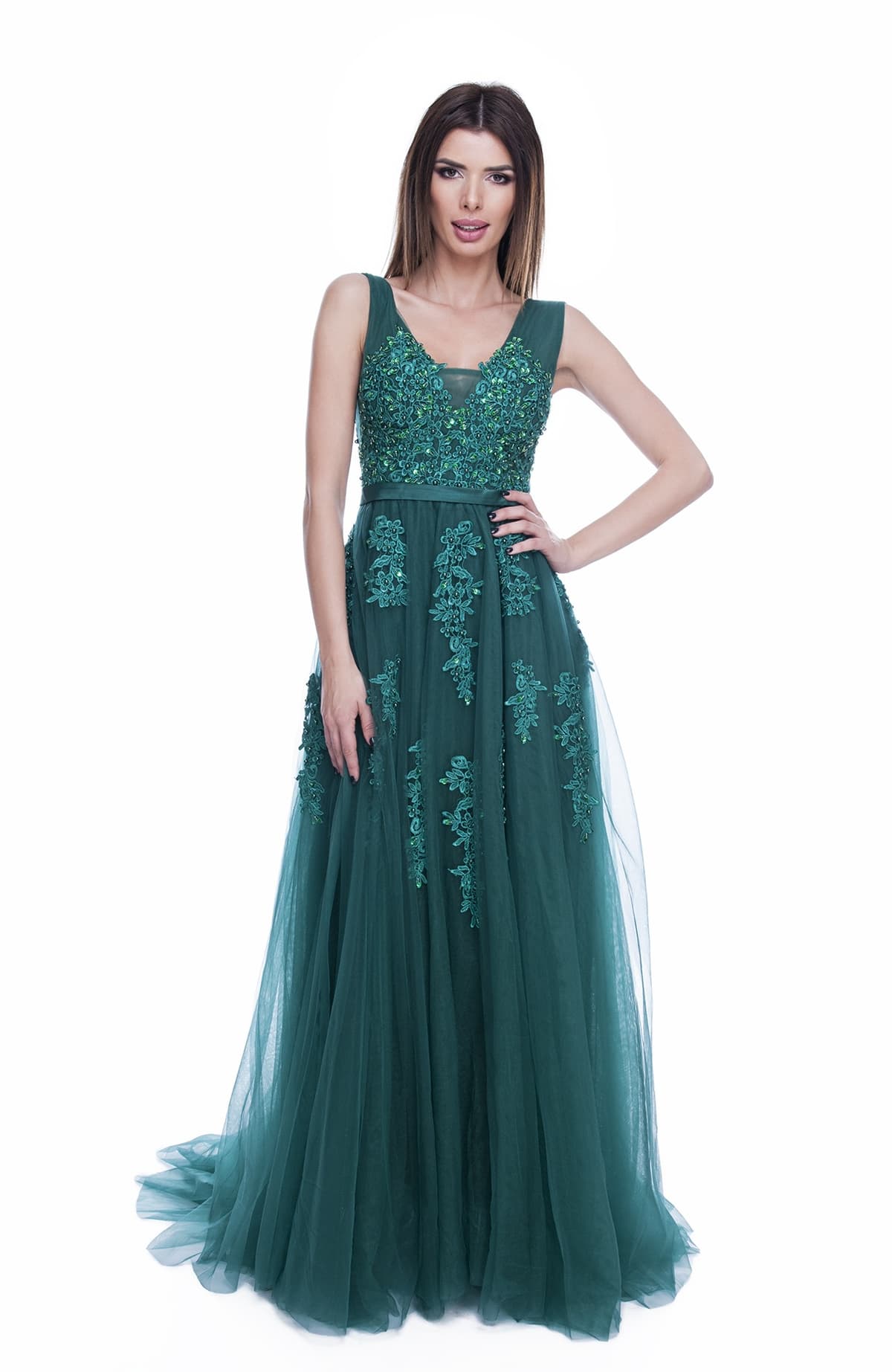 Rochie dantela verde