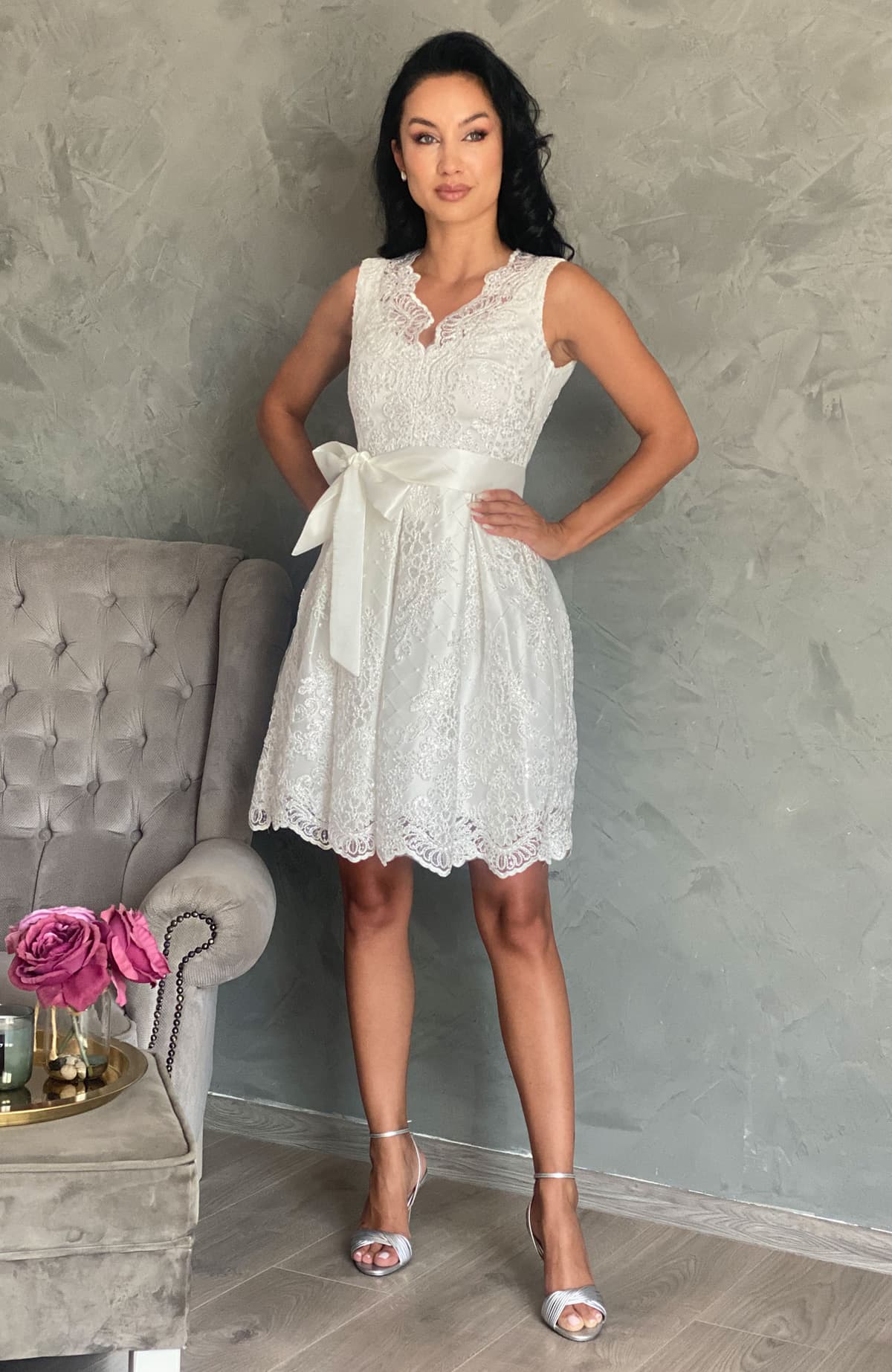 Rochie de cununie alba baby doll