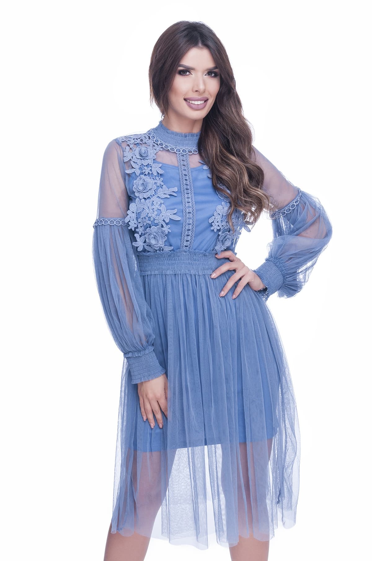 Rochie de ocazie dantela albastra