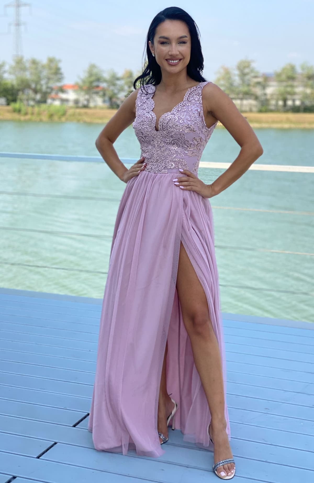 Rochie de ocazie lunga cu dantela