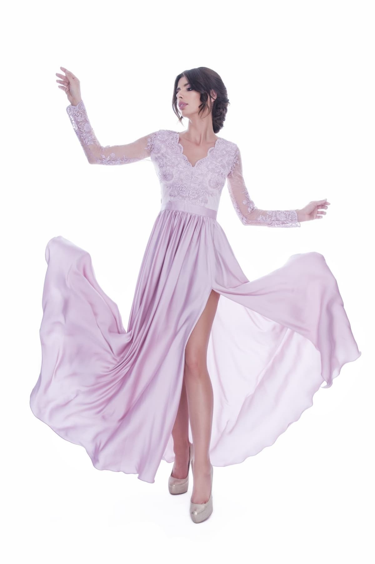 Rochie de seara dantela si voal