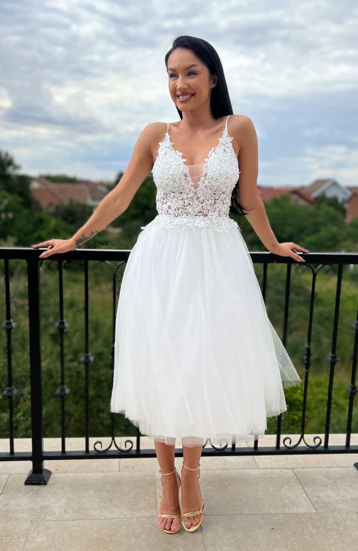 Rochie pentru cununie alba midi